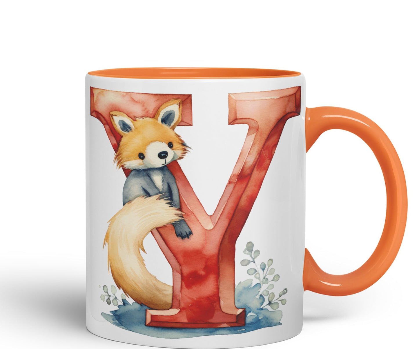 Letter Y mug, Animals Alphabet Letter Y Monogram animal for kids Ceramic Coloured Mug Cup for Tea Coffee Hot brew 330ml 11Oz Gift