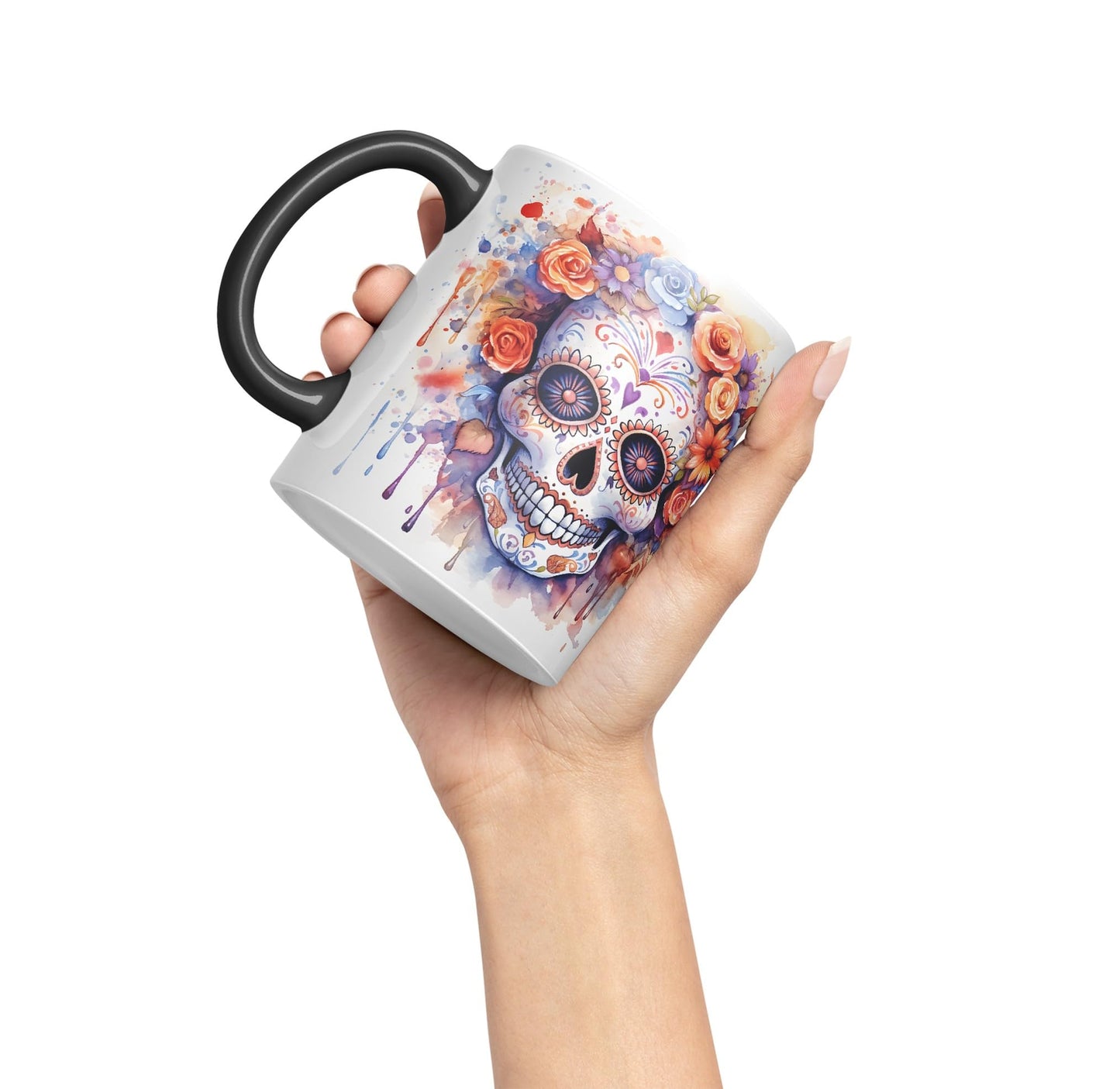 Sugar Skull and Roses Ceramic Coloured Mug Cup for Tea Coffee Hot Brew 330ml 11Oz Gift sk5