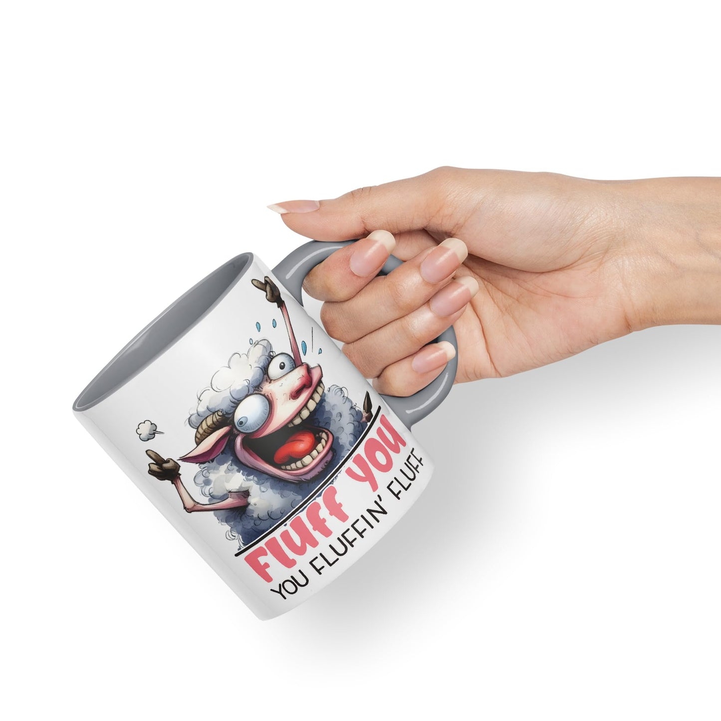 Fluff You, You Fluffin' Fluff Sheep Joke sarkasm Sarcastic Ceramic Coloured Mug Cup for Tea Coffee Hot Brew 330ml 11Oz Gift