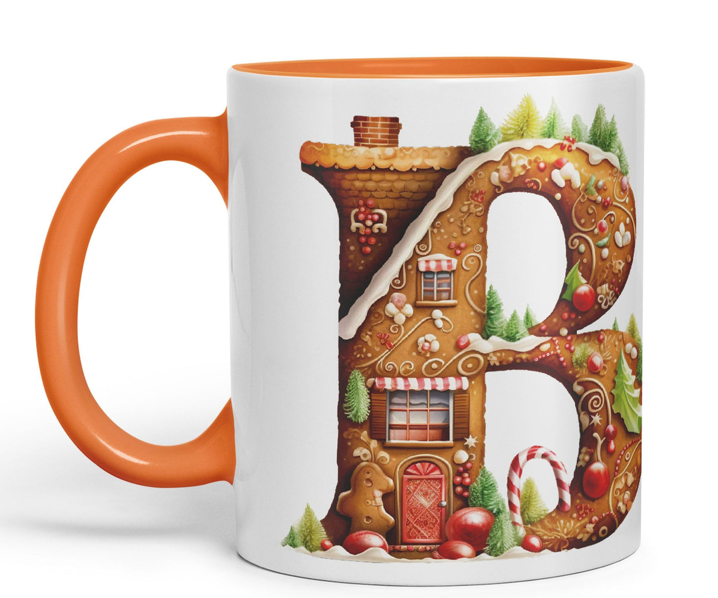 Ginger Alphabet Monogram Letters Letter Gingerbread Man Baked Joke sarkasm Sarcastic Orange Ceramic Coloured Mug Cup for Tea Coffee Hot Brew 330ml 11Oz Gift