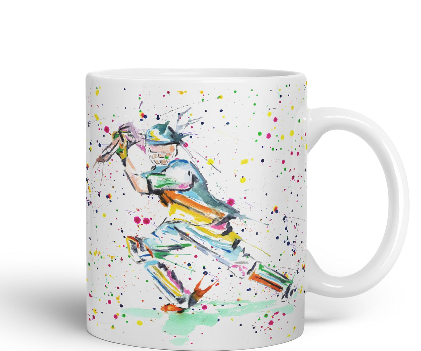 Cricket Sport Sportsmen Watercolour Ceramic Coloured Mug Cup for Tea Coffee Hot brew 330ml 11Oz Gift