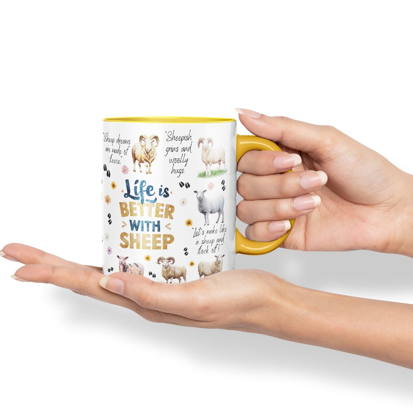 Life Better with Sheep Joke sarkasm Sarcastic Ceramic Coloured Mug Cup for Tea Coffee Hot Brew 330ml 11Oz Gift