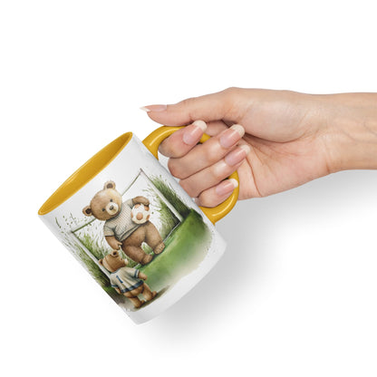 Vixar Teddy Bear Football Father and Son Ceramic Mug Coloured Mug Cup Gift Birthday Work Office Tea Coffee