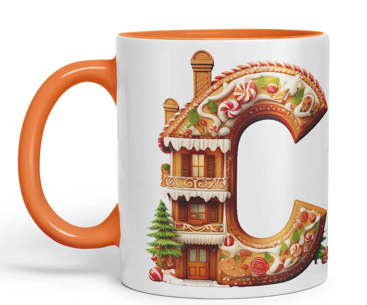 Ginger Alphabet Monogram Letters Letter Gingerbread Man Baked Joke sarkasm Sarcastic Orange Ceramic Coloured Mug Cup for Tea Coffee Hot Brew 330ml 11Oz Gift