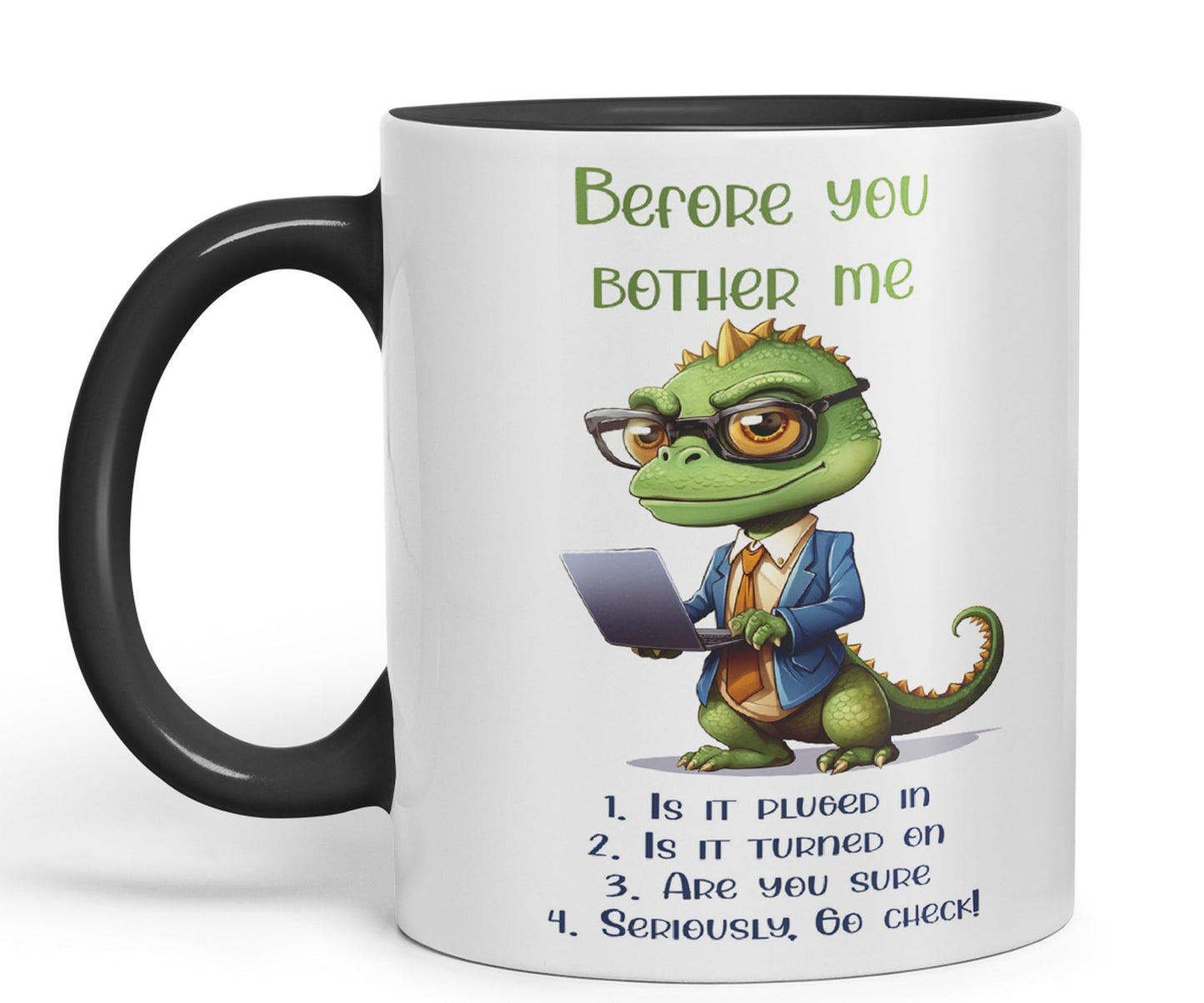 Before You Bother me Crocodile Joke sarkasm Sarcastic Ceramic Coloured Mug Cup for Tea Coffee Hot Brew 330ml 11Oz Gift
