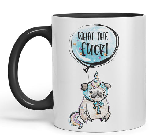 What The f…. Dog Unicorn Sarcastic Joke Gift Ceramic Coloured Mug Cup for Tea Coffee Hot Brew 330ml 11Oz