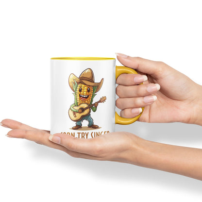 Corn-Try Singer Joke sarkasm Sarcastic Ceramic Coloured Mug Cup for Tea Coffee Hot Brew 330ml 11Oz Gift