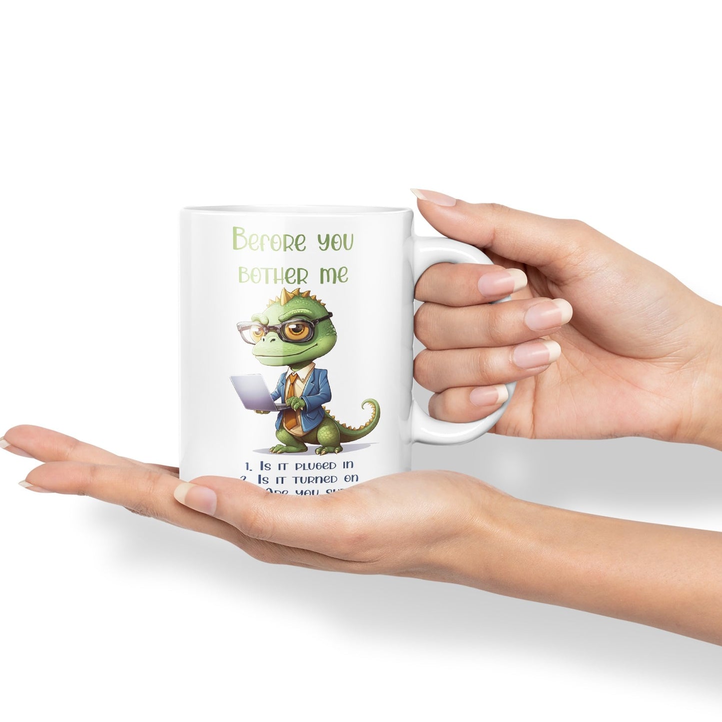 Before You Bother me Crocodile Joke sarkasm Sarcastic Ceramic Coloured Mug Cup for Tea Coffee Hot Brew 330ml 11Oz Gift
