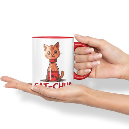 Cat-Chup, Cat Kitten Joke sarkasm Sarcastic Ceramic Coloured Mug Cup for Tea Coffee Hot Brew 330ml 11Oz Gift