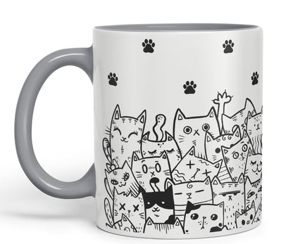 Vixar Cats mom dad Paws cat Lovers Coloured Ceramic Mug Cup Gift 330ml 11oz Work Office Tea Coffee