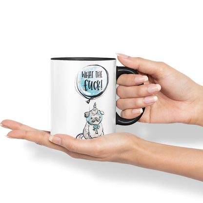 What The f…. Dog Unicorn Sarcastic Joke Gift Ceramic Coloured Mug Cup for Tea Coffee Hot Brew 330ml 11Oz