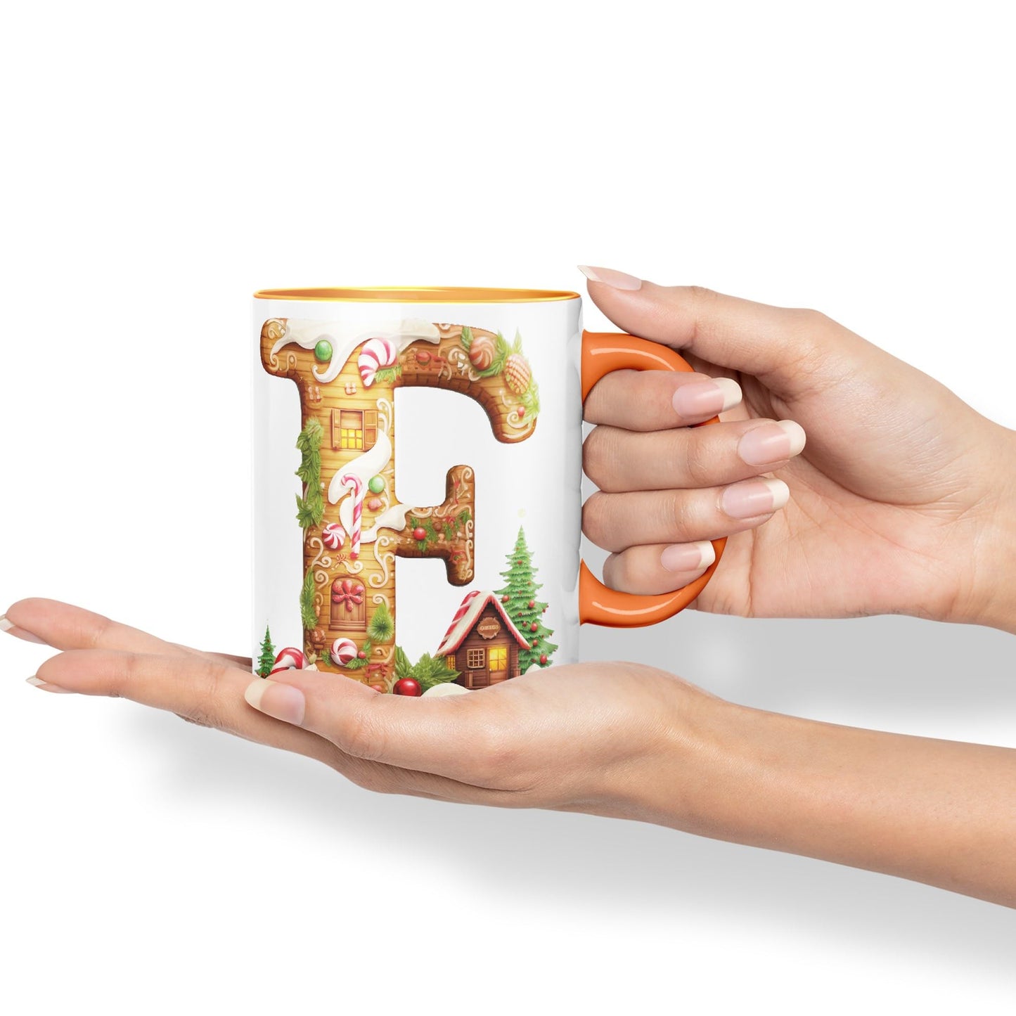 Ginger Alphabet Monogram Letters Letter Gingerbread Man Baked Joke sarkasm Sarcastic Orange Ceramic Coloured Mug Cup for Tea Coffee Hot Brew 330ml 11Oz Gift