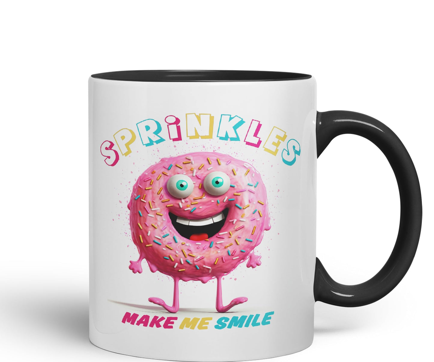 Sprinkles Make Me Smile Sweet Joke sarkasm Sarcastic Ceramic Coloured Mug Cup for Tea Coffee Hot Brew 330ml 11Oz Gift