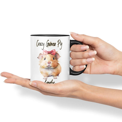 Crazy Guinea Pig Lady Joke sarkasm Sarcastic Ceramic Coloured Mug Cup for Tea Coffee Hot Brew 330ml 11Oz Gift