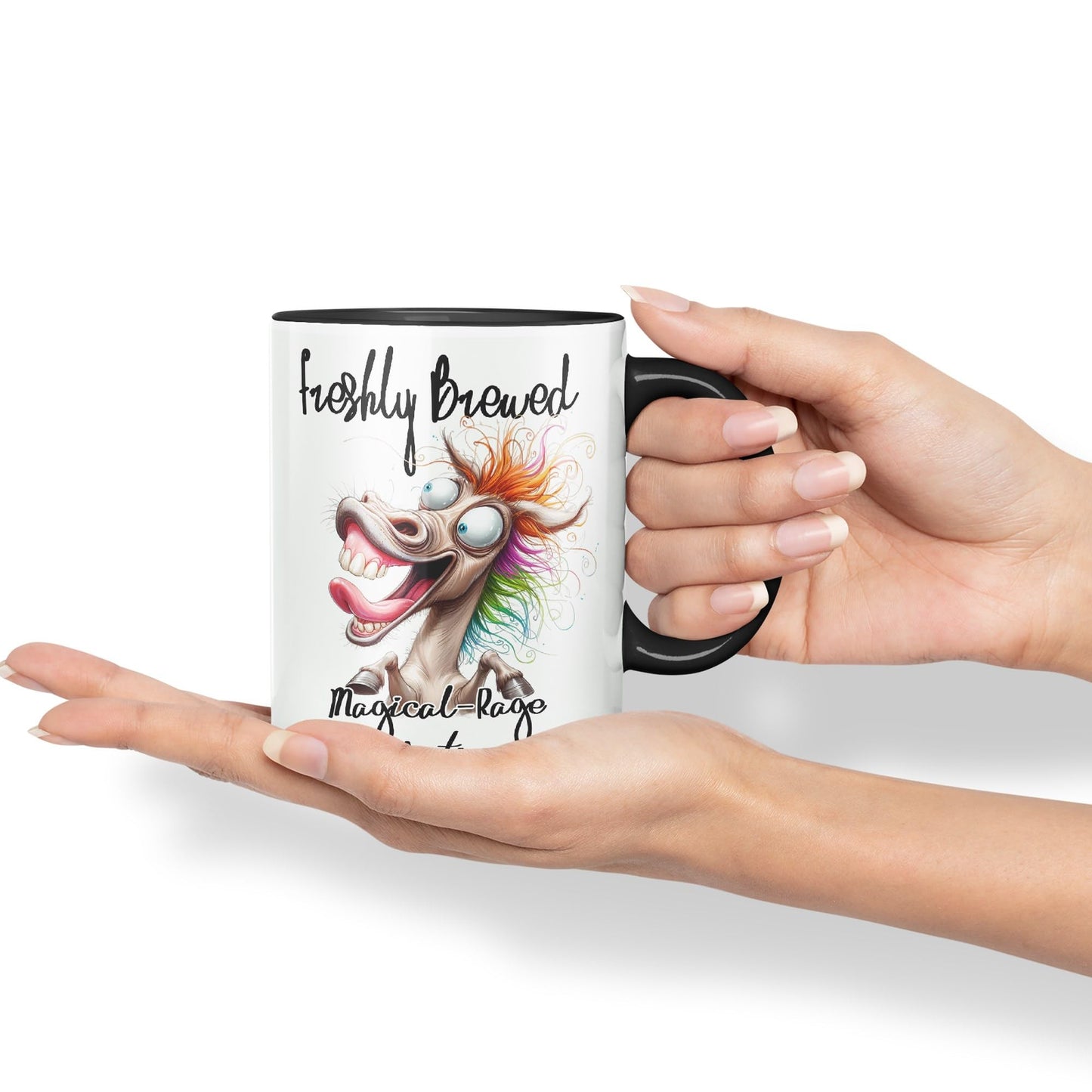 Fresh Brewed, Magical-Rage Sedalive!! Horse Joke sarkasm Sarcastic Ceramic Coloured Mug Cup for Tea Coffee Hot Brew 330ml 11Oz Gift