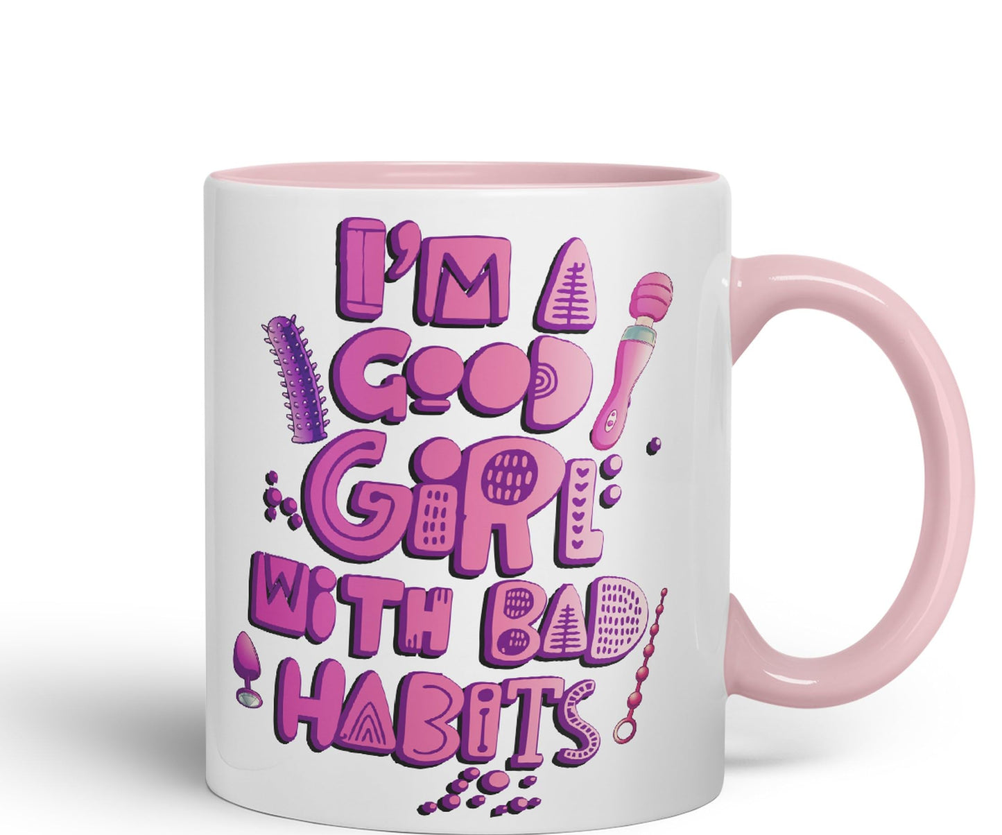 Vixar I'm Good Girl with Bad Habits Woman Toys Ceramic Coloured Mug Cup Gift Tea Coffee Christmas Office Home Sarcastic Joke