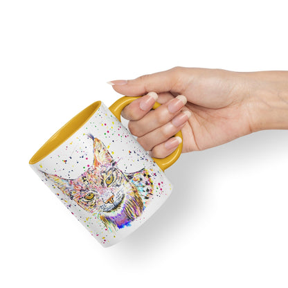 Vixar Lynx Cat Animal Watercolour Art Coloured 330 ml Mug Cup Gift Birthday Work Office Tea Coffee