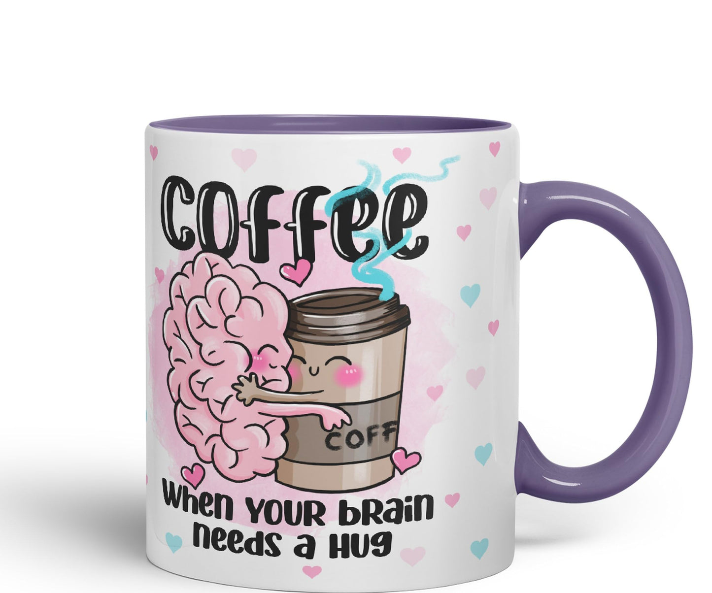 Vixar Coffee When You Brain Needs a Hug Ceramic Coloured Mug Cup Gift Tea Coffee Christmas Office Home Joke Sarcastic