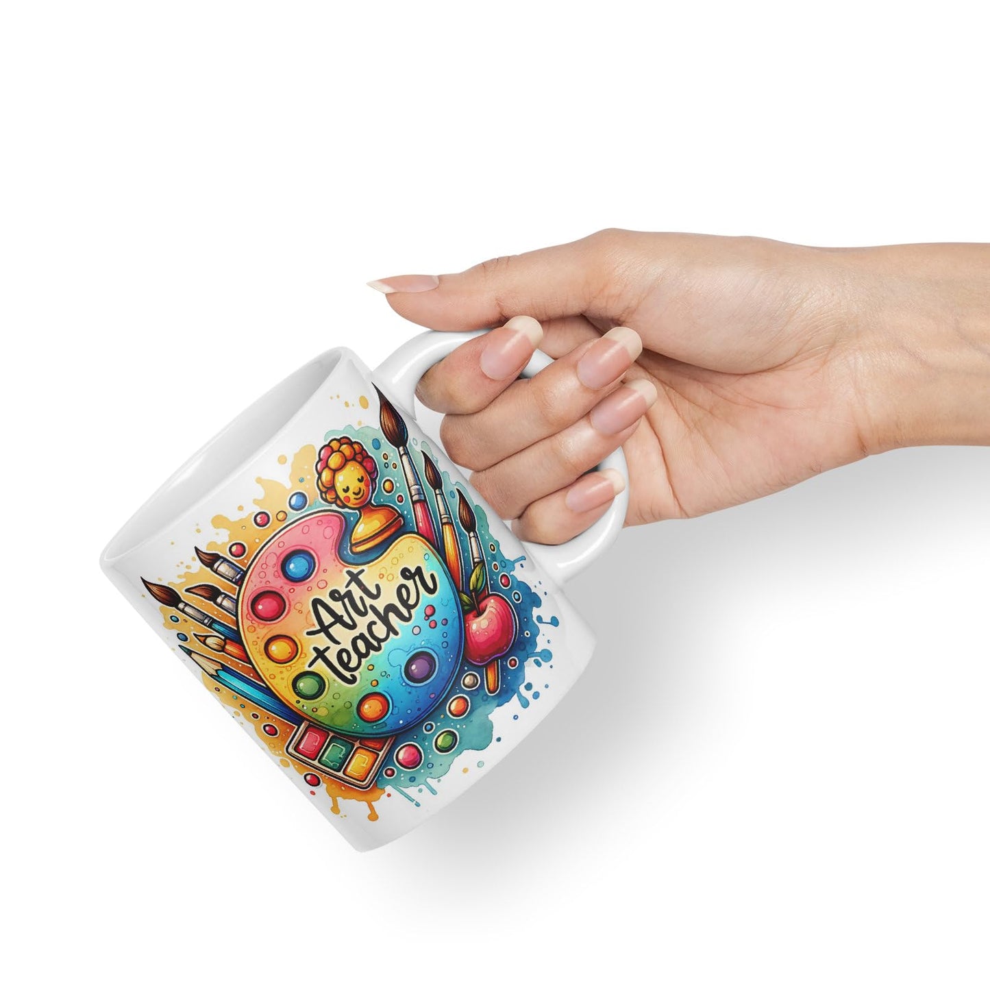 Vixar Art Teacher Mug Thank You, End of School Gift Ceramic Coloured Mug Cup for Tea Coffee Hot Brew 330ml 11Oz Gift