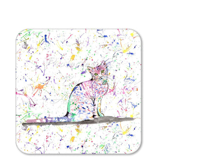 Coaster Cat Kitten Feline Pet Animals Coasters Watercolour Art Gift Work Office Dining Tea coffee