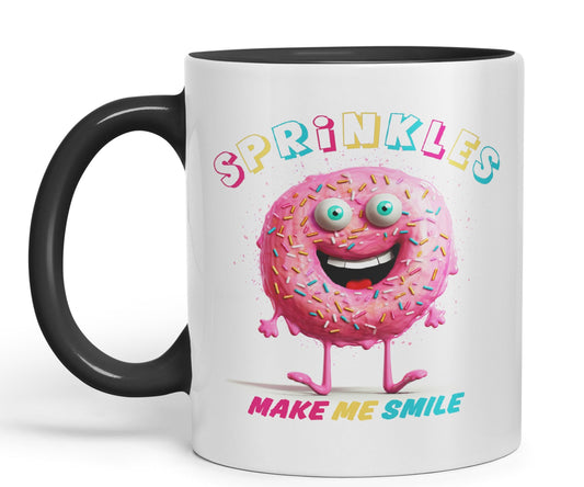 Sprinkles Make Me Smile Sweet Joke sarkasm Sarcastic Ceramic Coloured Mug Cup for Tea Coffee Hot Brew 330ml 11Oz Gift