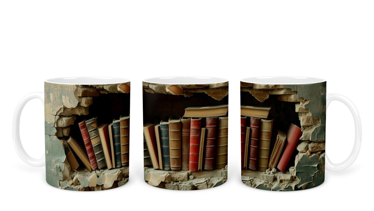 Vixar Book Wall Mug Ceramic Mug Cup Gift for Reading Lovers, 10oz V1