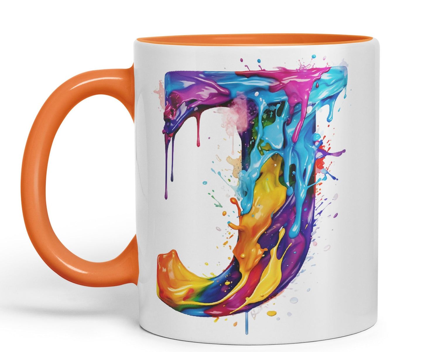 Letter J mug, Alphabet Letter J Monogram watercolour Ceramic Coloured Mug Cup for Tea Coffee Hot brew 330ml 11Oz Gift