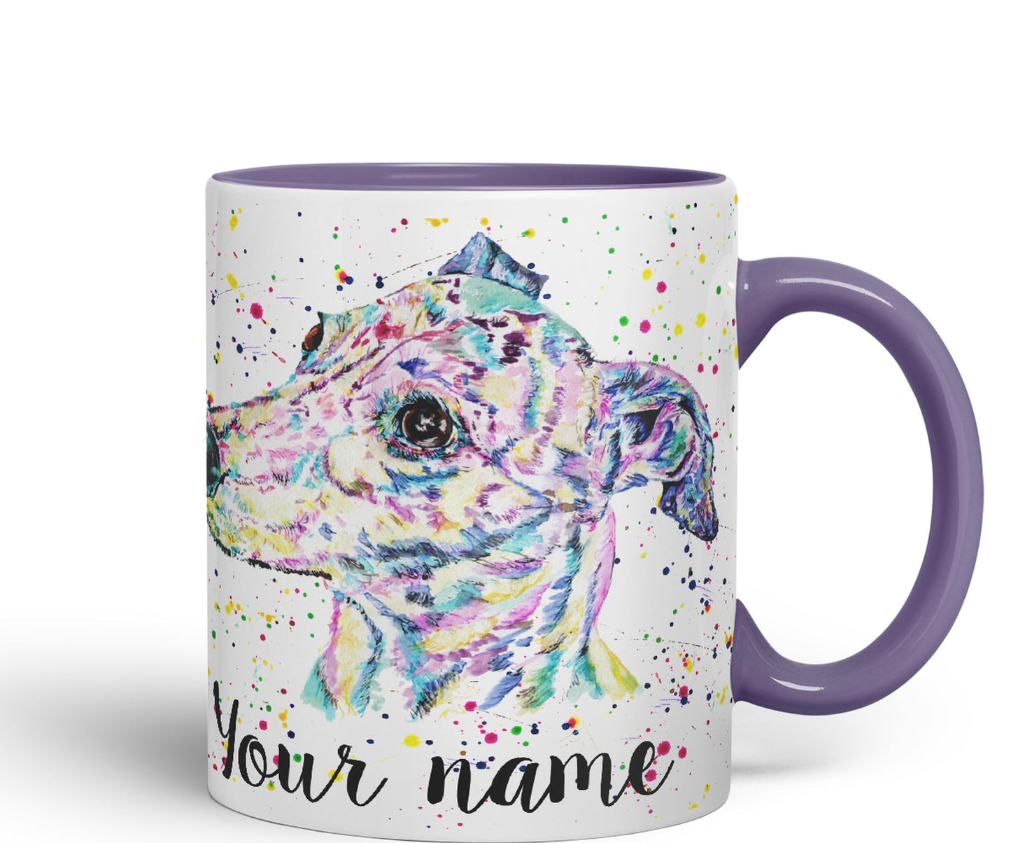 Vixar Personalised with Your Text Greyhound Racing Dog Pet Watercolour Art Coloured Ceramic Mug Cup Gift 330ml 11oz Custom Work Office Tea Coffee