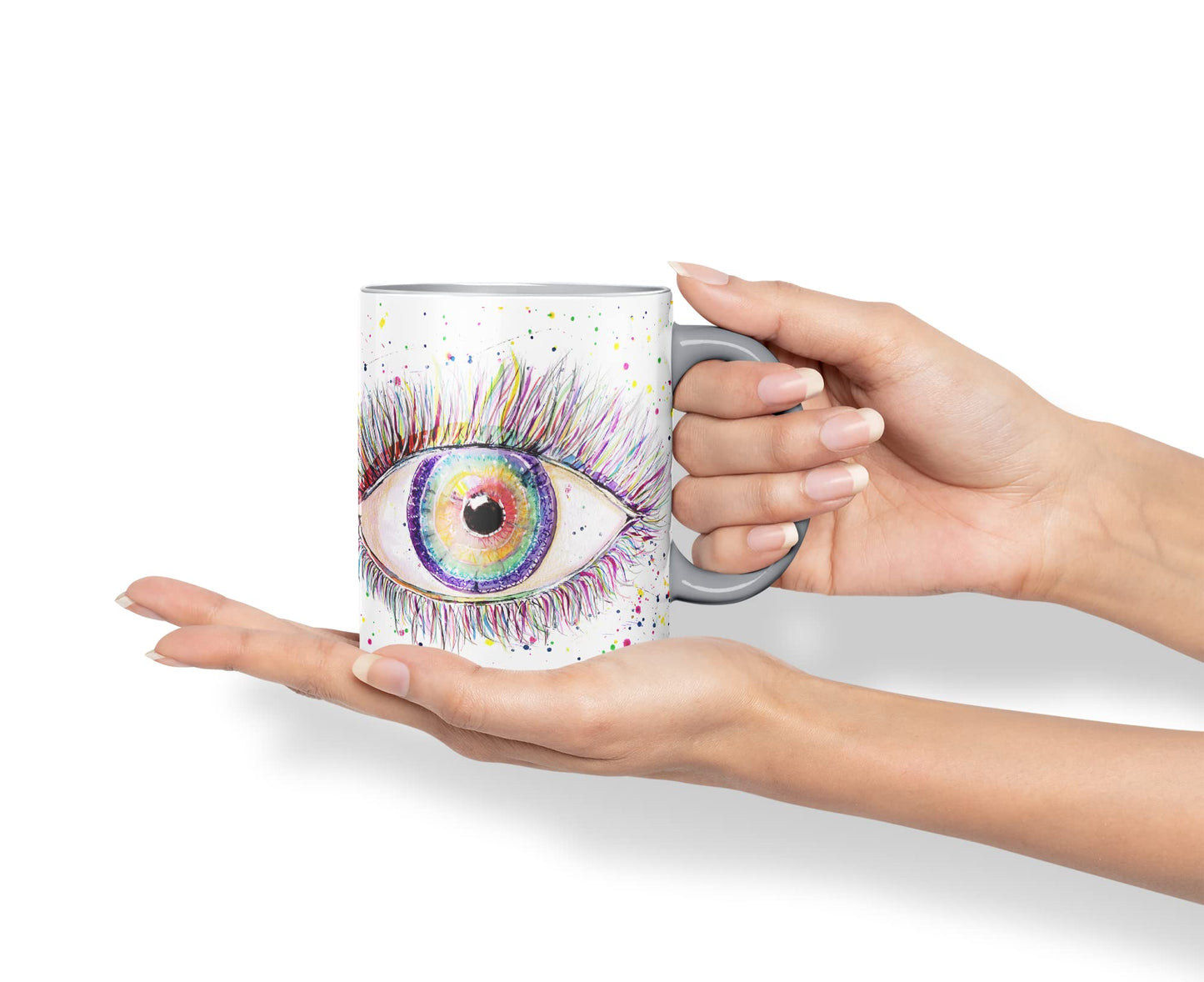 Vixar Eye Rainbow Watercolour Art Coloured Mug Cup Gift Birthday Work Office Tea Coffee