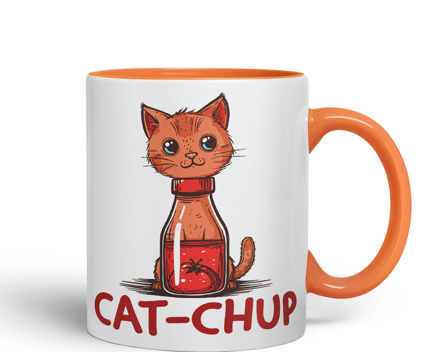Cat-Chup, Cat Kitten Joke sarkasm Sarcastic Ceramic Coloured Mug Cup for Tea Coffee Hot Brew 330ml 11Oz Gift