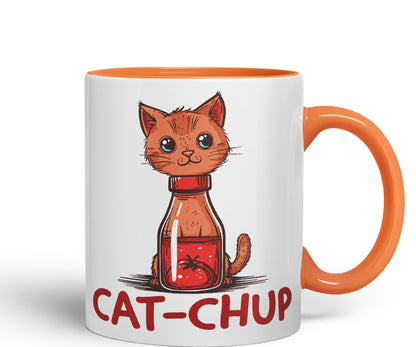 Cat-Chup, Cat Kitten Joke sarkasm Sarcastic Ceramic Coloured Mug Cup for Tea Coffee Hot Brew 330ml 11Oz Gift