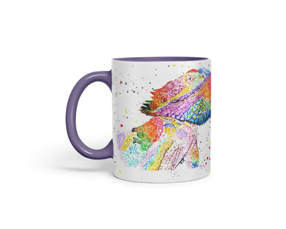 Vixar Bearded Dragon Reptile Pogona Pet Animals Watercolour Art Coloured Mug Cup Gift Birthday Work Office Tea Coffee