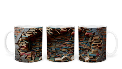 Vixar Book Wall Mug Ceramic Mug Cup Gift for Reading Lovers, 10oz V1