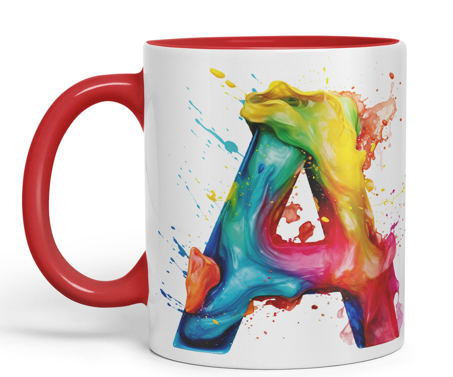 Letter A mug, Alphabet Letter A Monogram watercolour Ceramic Coloured Mug Cup for Tea Coffee Hot brew 330ml 11Oz Gift