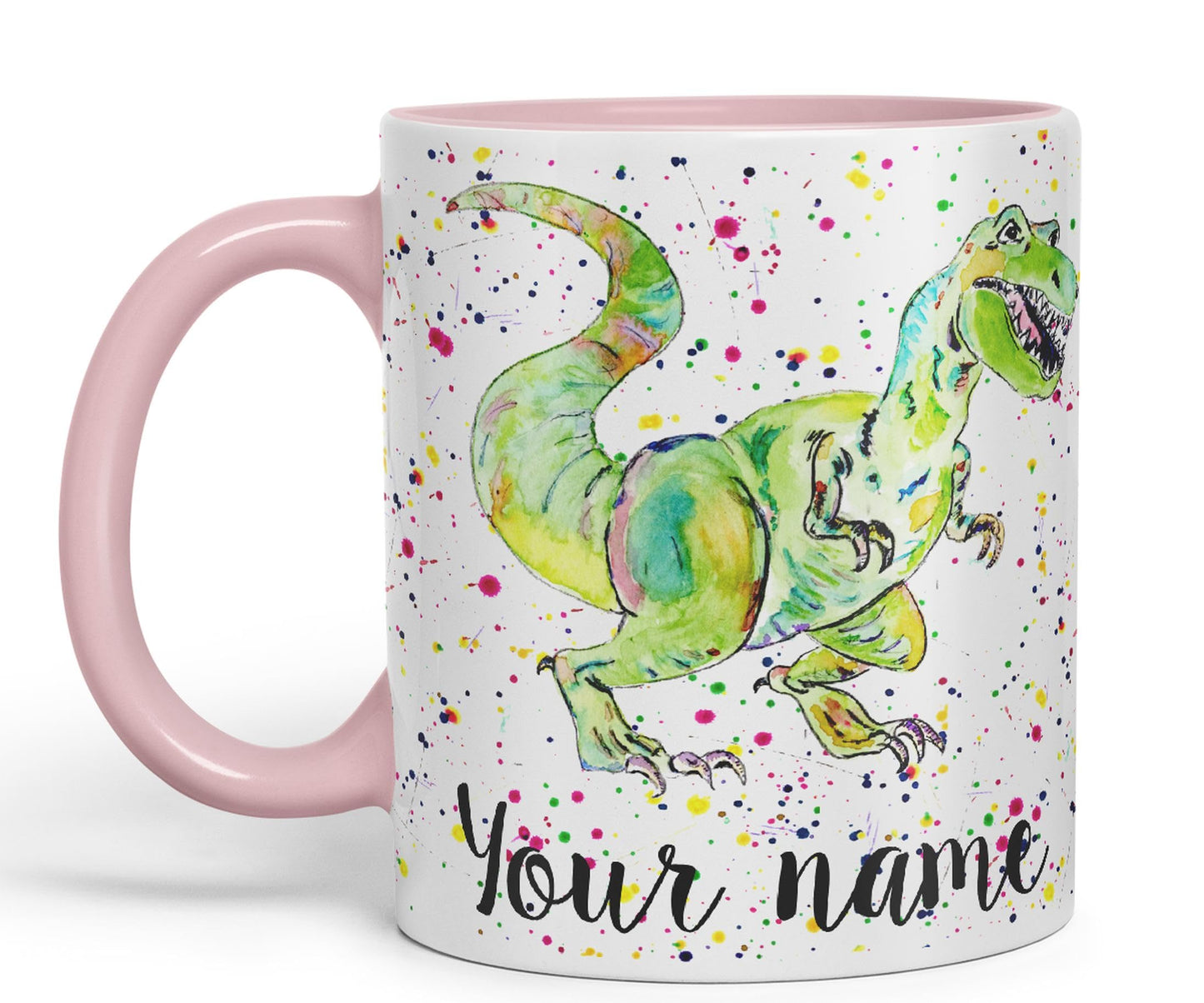 Vixar Personalised with Your Text Dinosaur Tyrannosaurus T-Rex Art Coloured Ceramic Mug Cup Gift 330ml 11oz Custom Work Office Tea Coffee