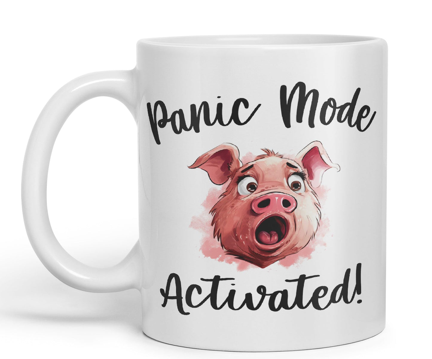 Panic Mode Activated! Pig Joke sarkasm Sarcastic Ceramic Coloured Mug Cup for Tea Coffee Hot Brew 330ml 11Oz Gift