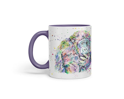 Vixar Gorilla Ape Monkey Animals Watercolour Art Coloured Mug Cup Gift Birthday Work Office Tea Coffee