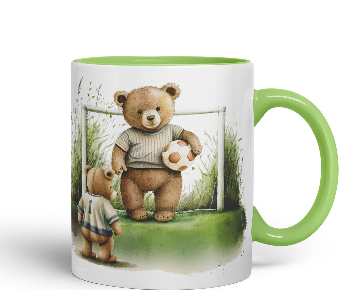 Vixar Teddy Bear Football Father and Son Ceramic Mug Coloured Mug Cup Gift Birthday Work Office Tea Coffee