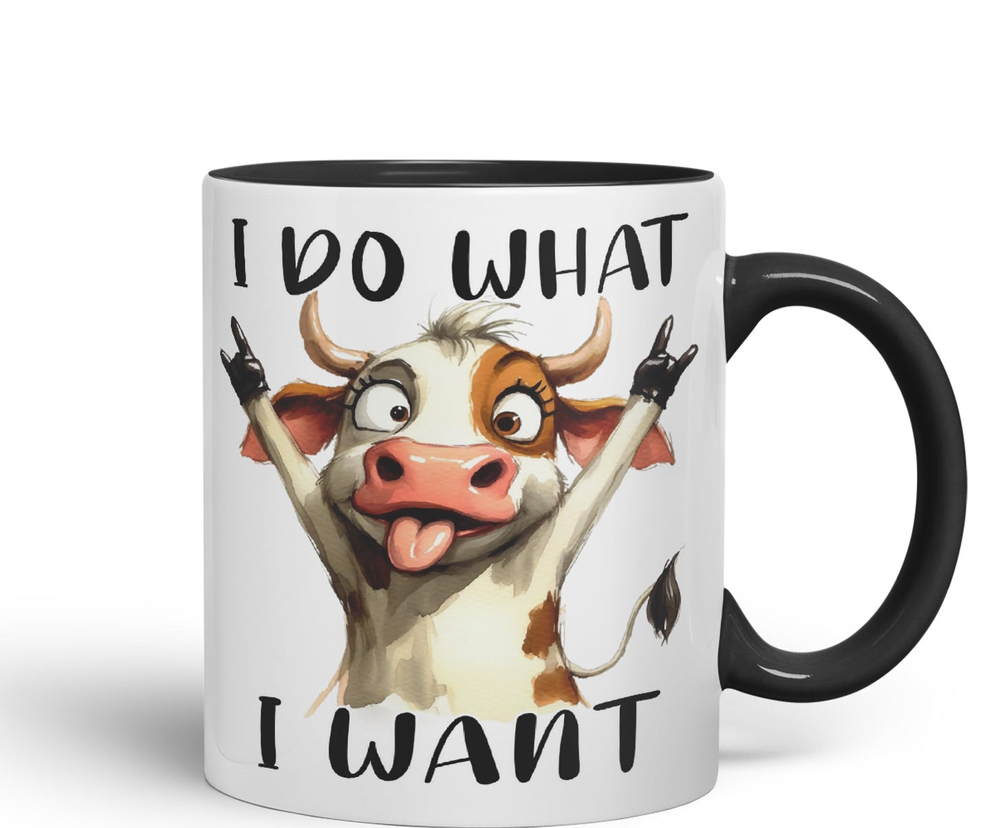 I Do What, I Want Cow Joke sarkasm Sarcastic Ceramic Coloured Mug Cup for Tea Coffee Hot Brew 330ml 11Oz Gift