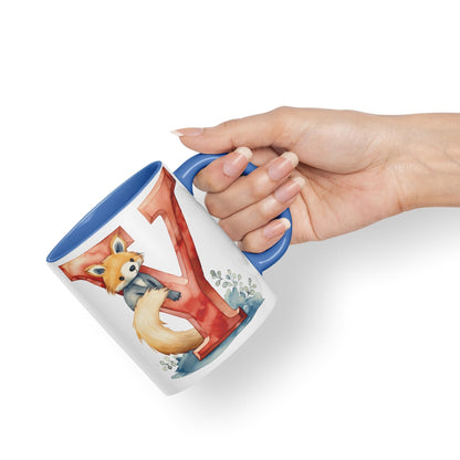Letter Y mug, Animals Alphabet Letter Y Monogram animal for kids Ceramic Coloured Mug Cup for Tea Coffee Hot brew 330ml 11Oz Gift