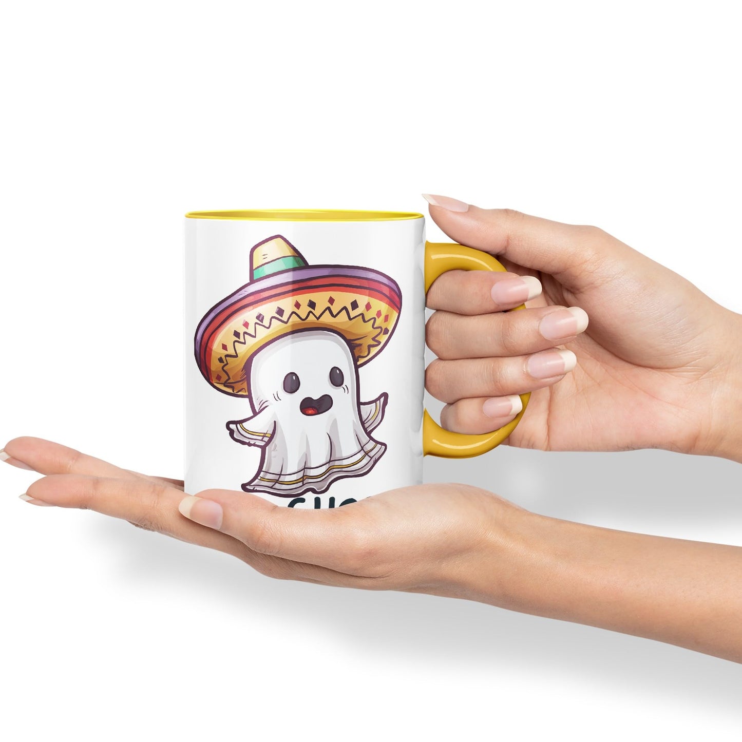 Ami-Ghost, Mexican hat Ghost Joke sarkasm Sarcastic Ceramic Coloured Mug Cup for Tea Coffee Hot Brew 330ml 11Oz Gift