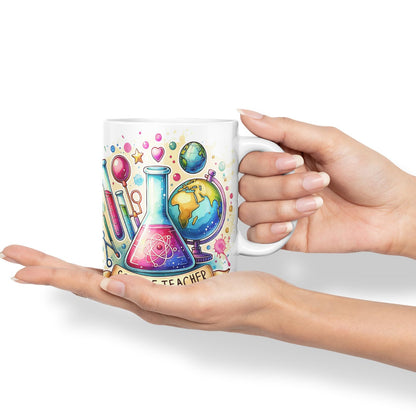 Vixar Science Teacher Teacher Mug Thank You, End of School Gift Ceramic Coloured Mug Cup for Tea Coffee Hot Brew 330ml 11Oz Gift