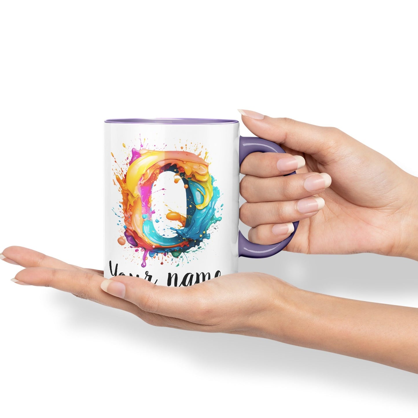 Personalised Letter O mug, Alphabet cusomized custom Letter O Monogram watercolour Ceramic Coloured Mug Cup for Tea Coffee Hot brew 330ml 11Oz Gift