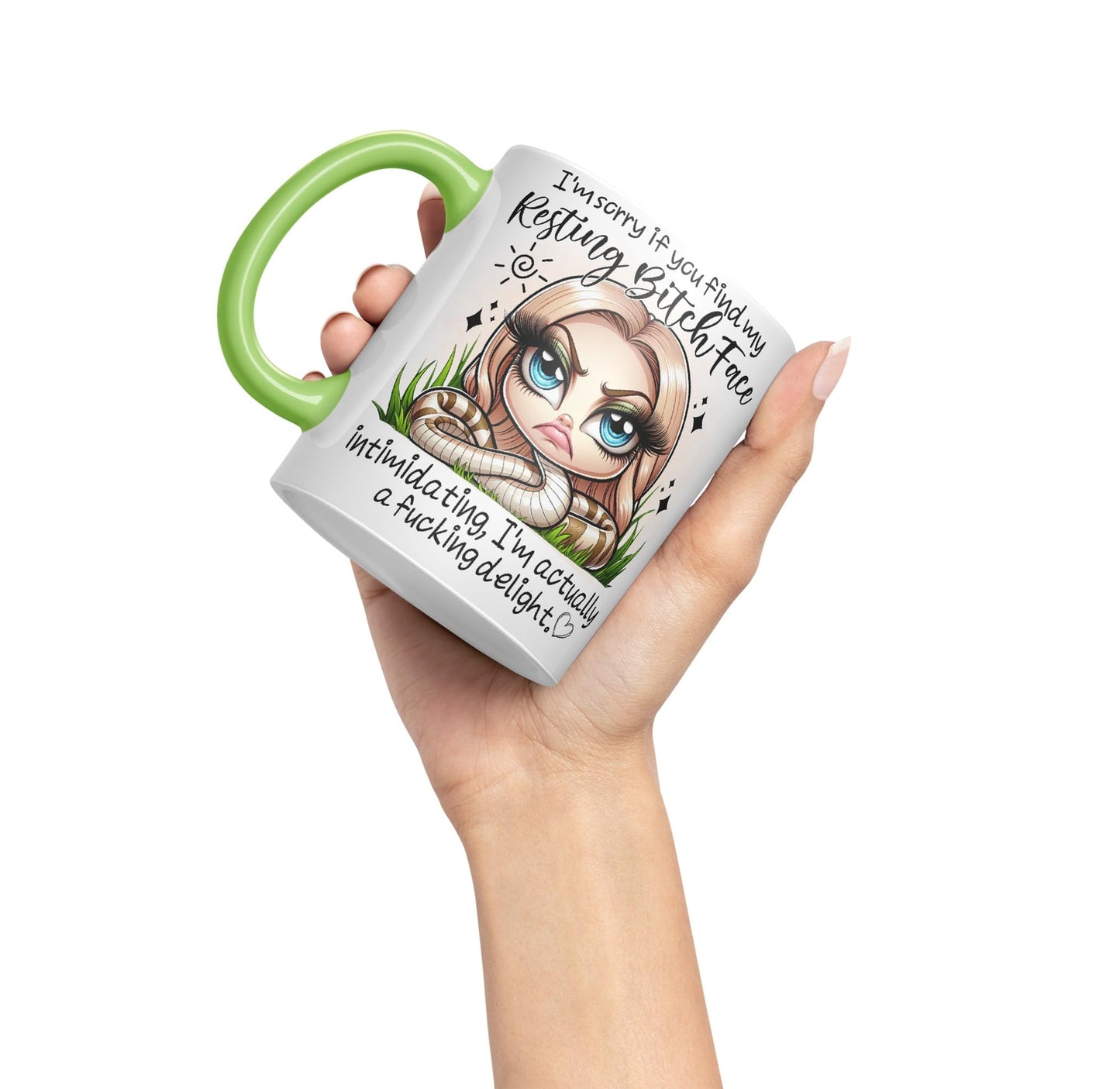 Im Sorry if You find My Resting Bitch face...,Snake Joke sarkasm Sarcastic Ceramic Coloured Mug Cup for Tea Coffee Hot Brew 330ml 11Oz Gift