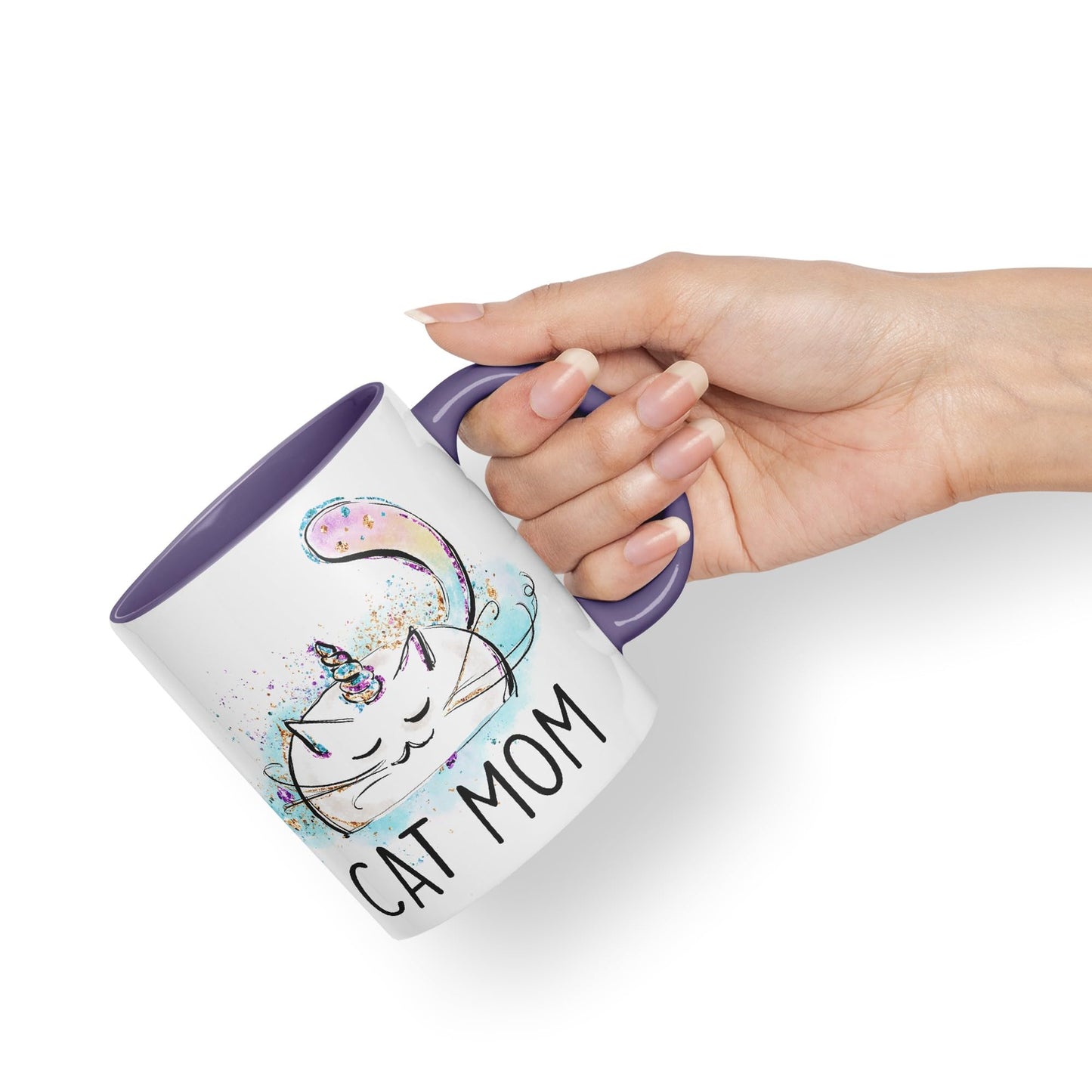 Vixar Cat Mum Unicorn Kitten Ceramic 330 ml Coloured Mug Cup Gift Tea Coffee Christmas Office Home