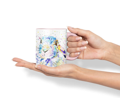 Vixar Bunny Rabbit Hare Animals Watercolour Art Coloured Mug Cup Gift Birthday Work Office Tea Coffee