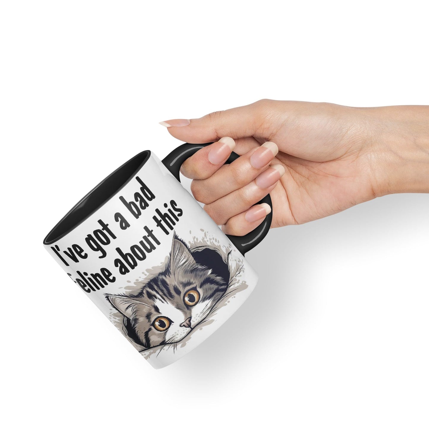 I've got a Bad Feline obout This cat Kitten Joke sarkasm Sarcastic Ceramic Coloured Mug Cup for Tea Coffee Hot Brew 330ml 11Oz Gift