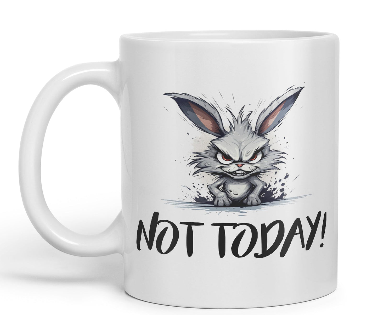 Not Today! Hunry Bunny Hare Joke sarkasm Sarcastic Ceramic Coloured Mug Cup for Tea Coffee Hot Brew 330ml 11Oz Gift