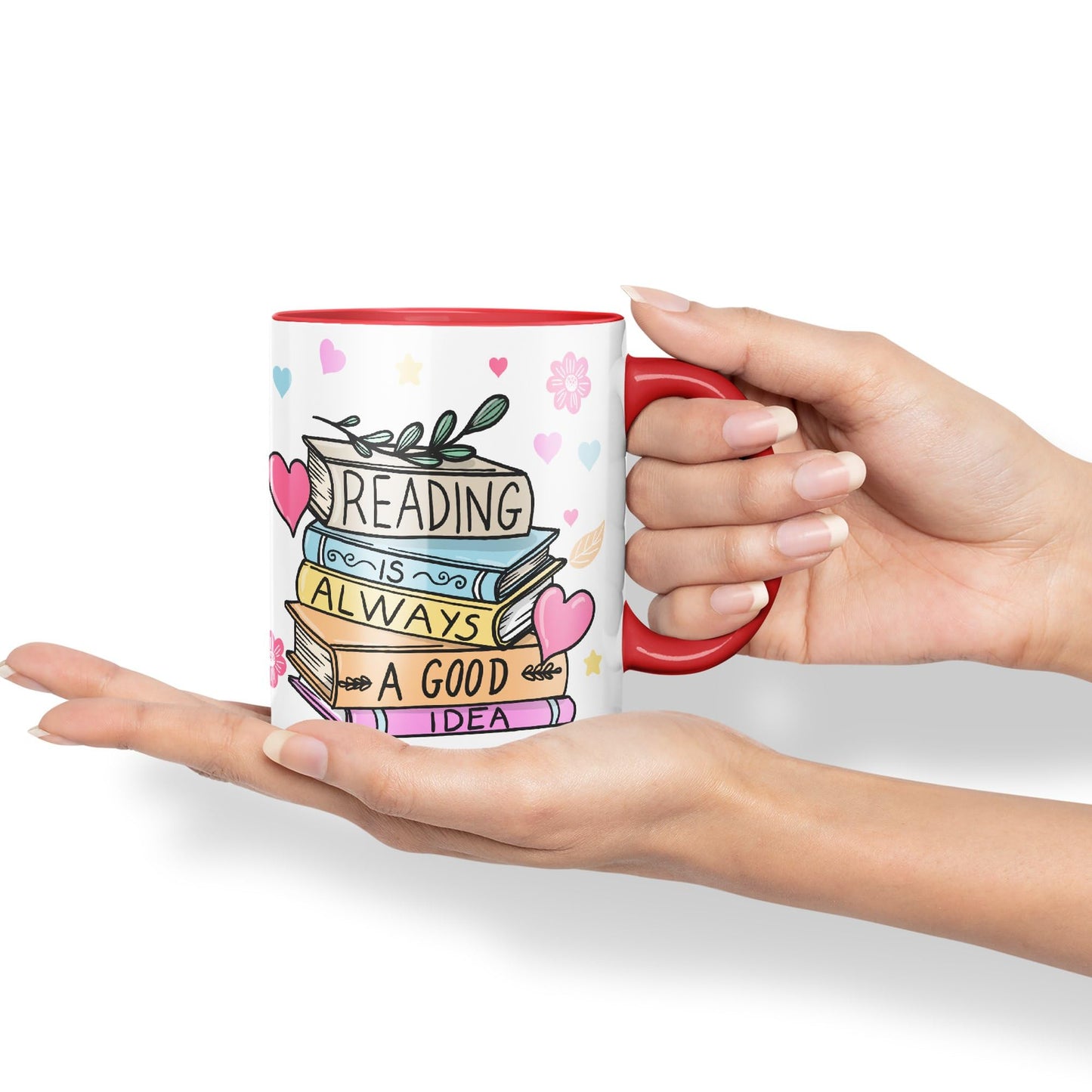 Vixar Reading is Always a Good Idea Book Reader Gift Presents Coloured Ceramic Mug Cup Gift 330ml 11oz Work Office Tea Coffee