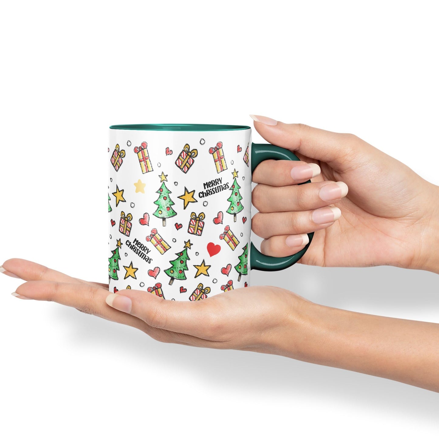 Vixar Christmas, Xmas Designs Tree Presents Coloured Ceramic Mug Cup Gift 330ml 11oz Work Office Tea Coffee Gift